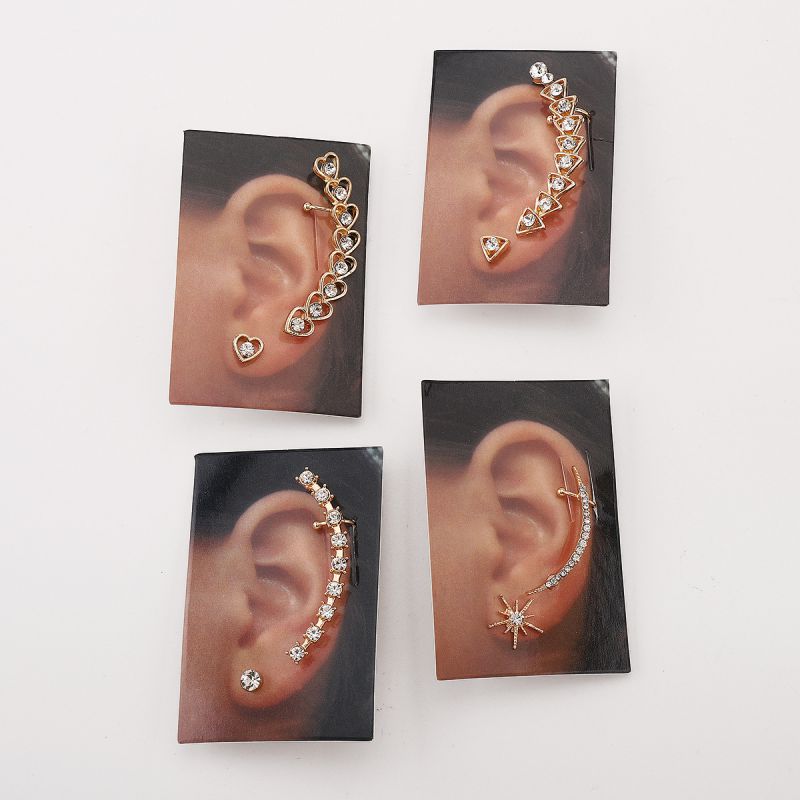 Pendientes De Aleación Con Forma De Estrella De Diamantes