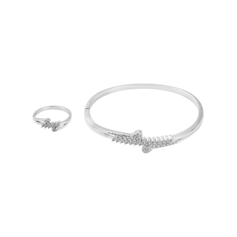 Conjunto De Pulsera Con Anillo Redondo De Cobre Y Diamantes