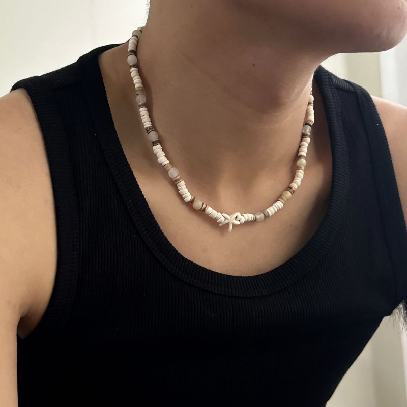 Collar De Estrella De Mar Con Cuentas De Cáscara De Coco