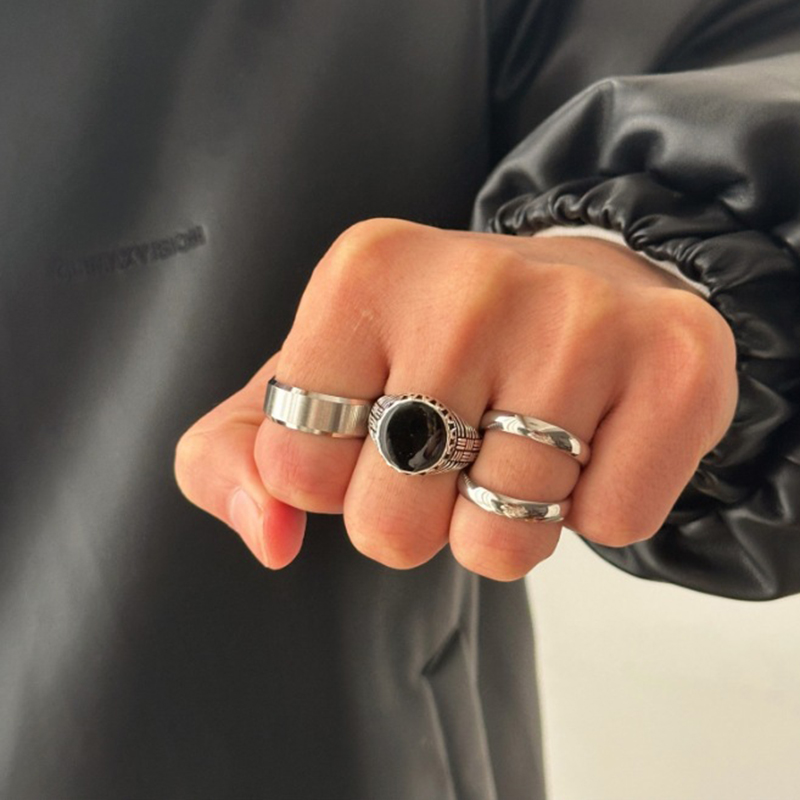 Anillo De Acero Inoxidable Con Forma De Gota De Aceite Para Hombre