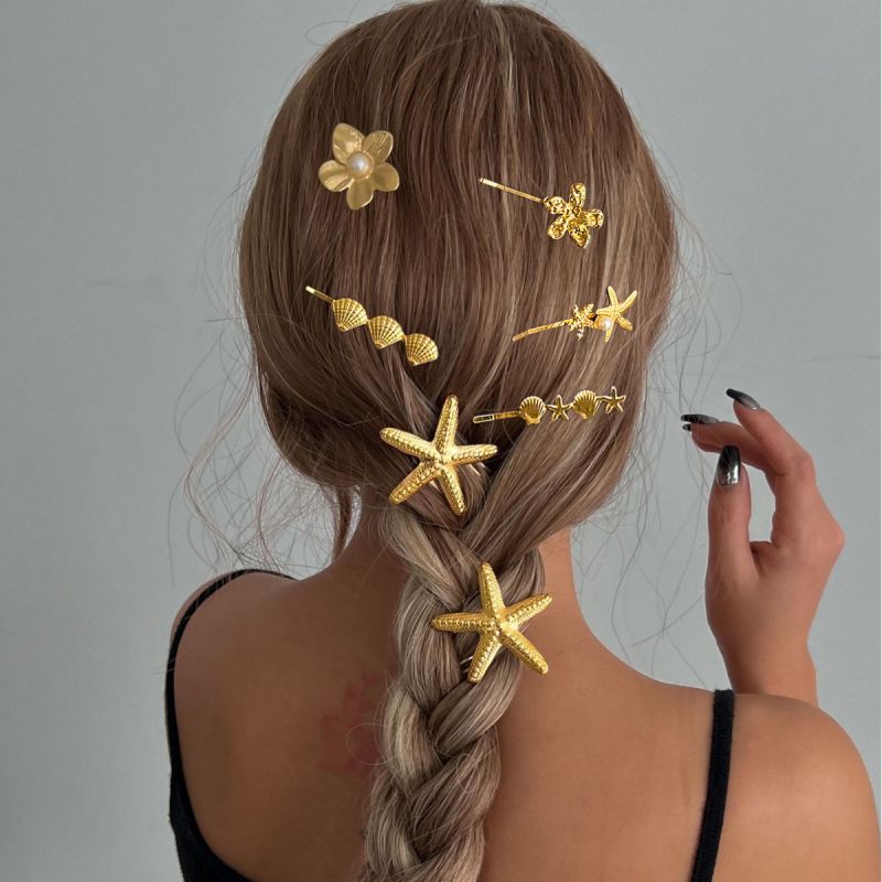 Gold 4 Alloy Flower Hairpin