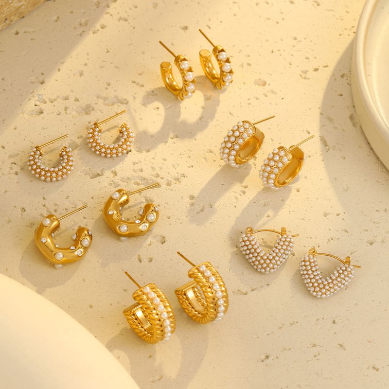 Earrings 1 Stainless Steel Pearl Earrings