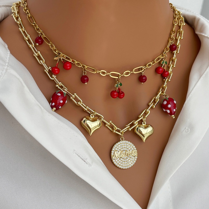 Collar De Cereza Con Gota De Aceite De Acero De Titanio