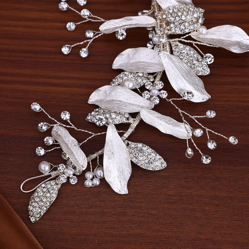 Diadema Trenzada Con Hojas De Aleación De Diamantes