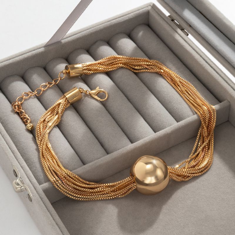 Necklace Gold Alloy Geometric Ball Multi-layer Chain Necklace