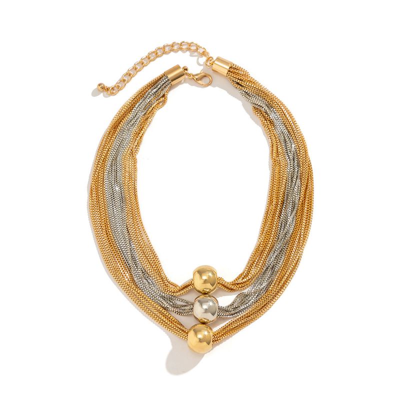 Gold Metal Ball Multi-layer Necklace