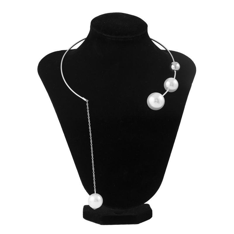 Gold Necklace Alloy Pearl Round Necklace