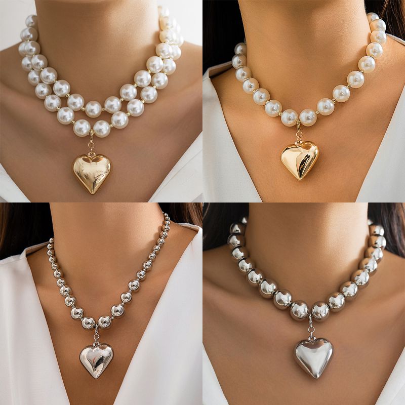 Necklace 1 Alloy Beaded Heart Necklace