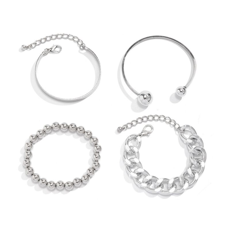 Set 1 Alloy Geometric Beaded Bracelet Set