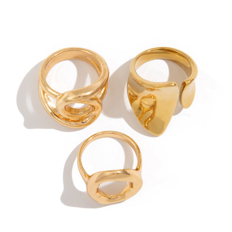 Juego De Anillos Irregulares Geométricos De Aleación