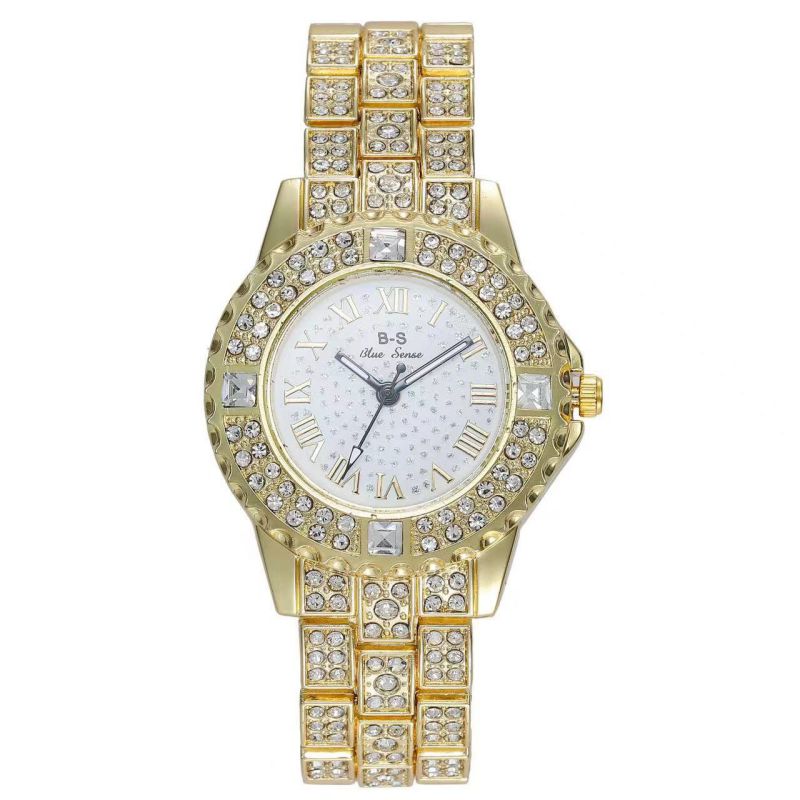 Rose Gold Metal Diamond Round Dial Watch