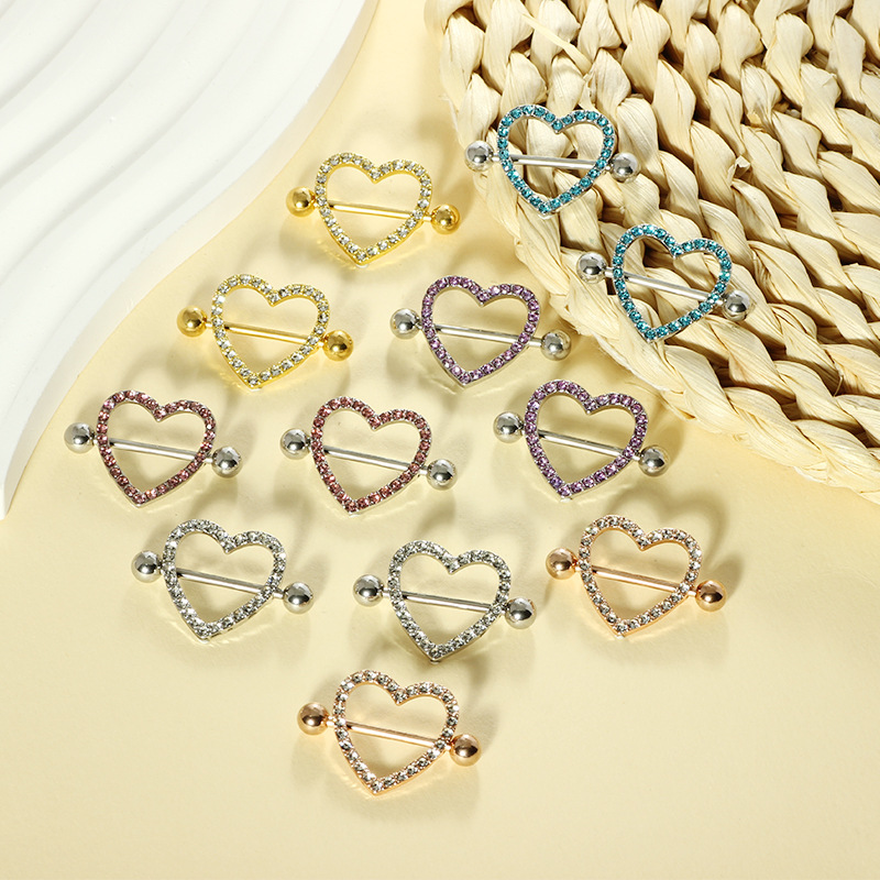 Anillo De Acero Inoxidable Para Perforación Del Pezón Con Forma De Corazón De Diamante