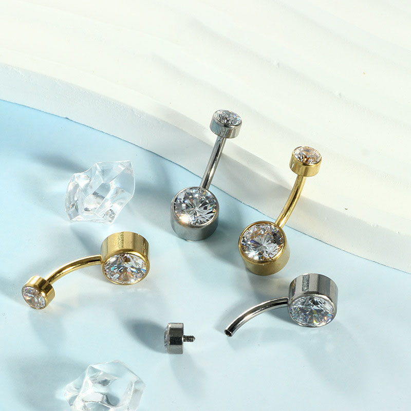 Piercing Redondo De Diamante De Acero De Titanio Para El Ombligo