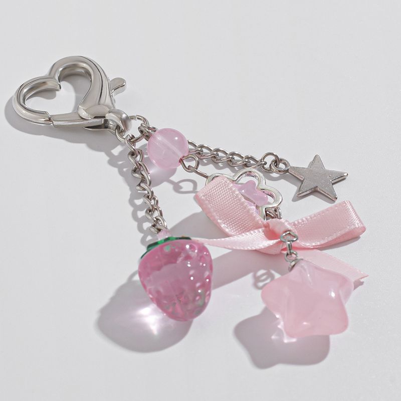 Keychain 1 Alloy Strawberry Bow Flower Star Heart Shape Keychain
