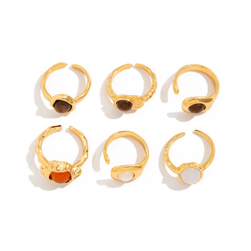 Juego De Anillos Redondos De Aleación Con Perla