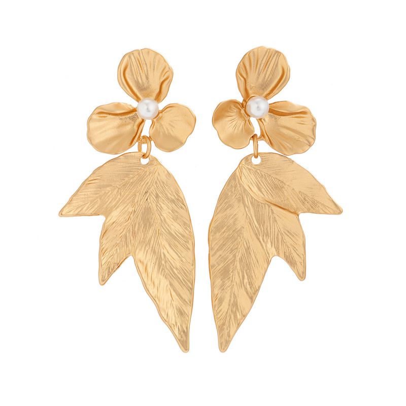 Earring 1# Metal 3d Ginkgo Leaf Flower Earrings