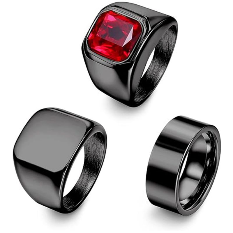 Juego De Anillos Cuadrados De Diamantes De Acero De Titanio