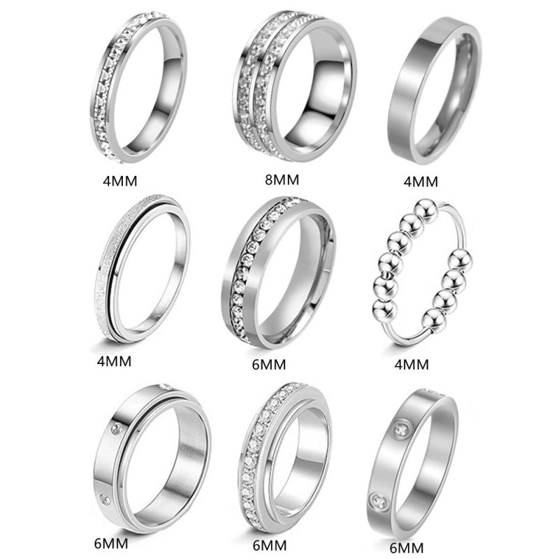 Juego De Anillos Redondos De Acero Y Titanio