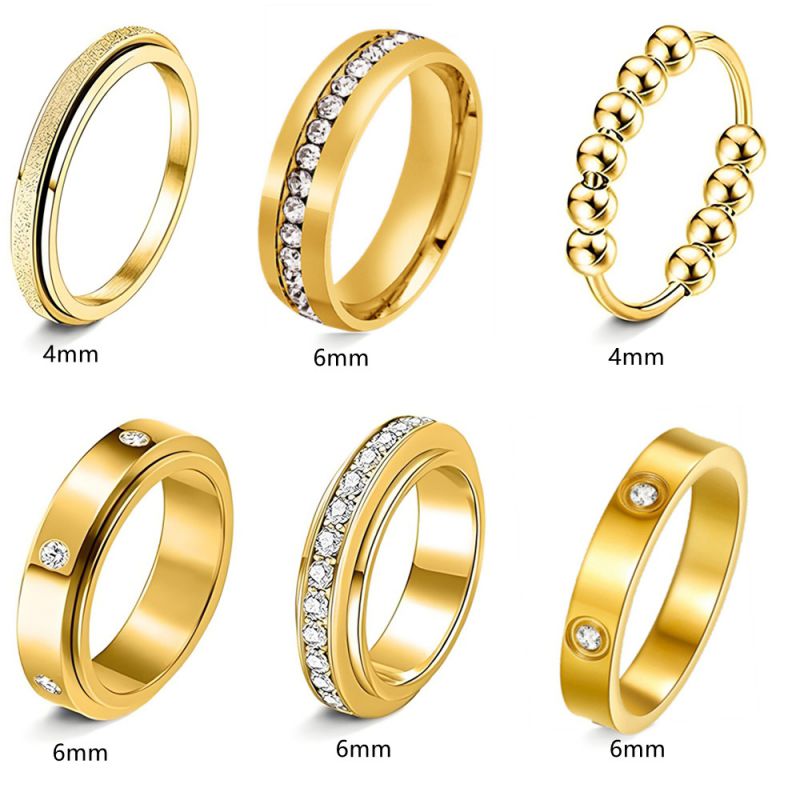 Juego De Anillos Redondos De Diamantes De Acero Y Titanio