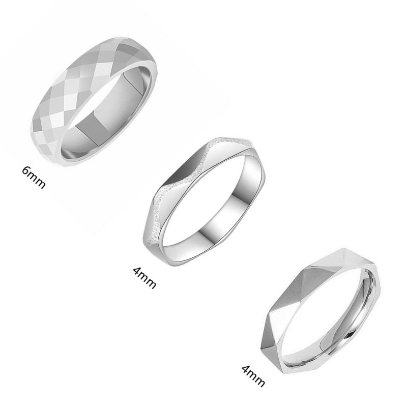 Juego De Anillos De Diamantes De Acero De Titanio