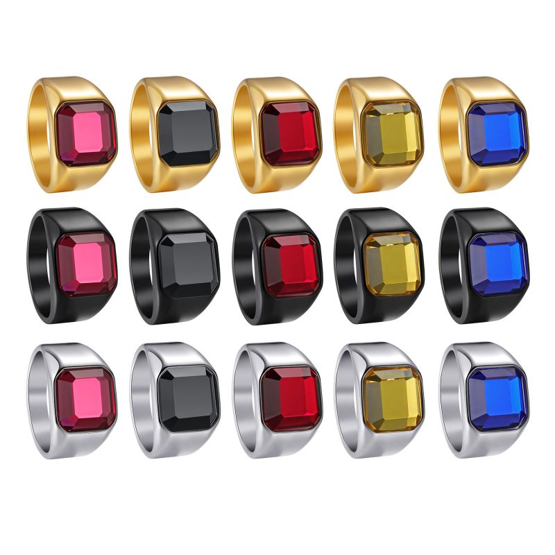 Anillo Cuadrado Redondo De Acero De Titanio Para Hombre