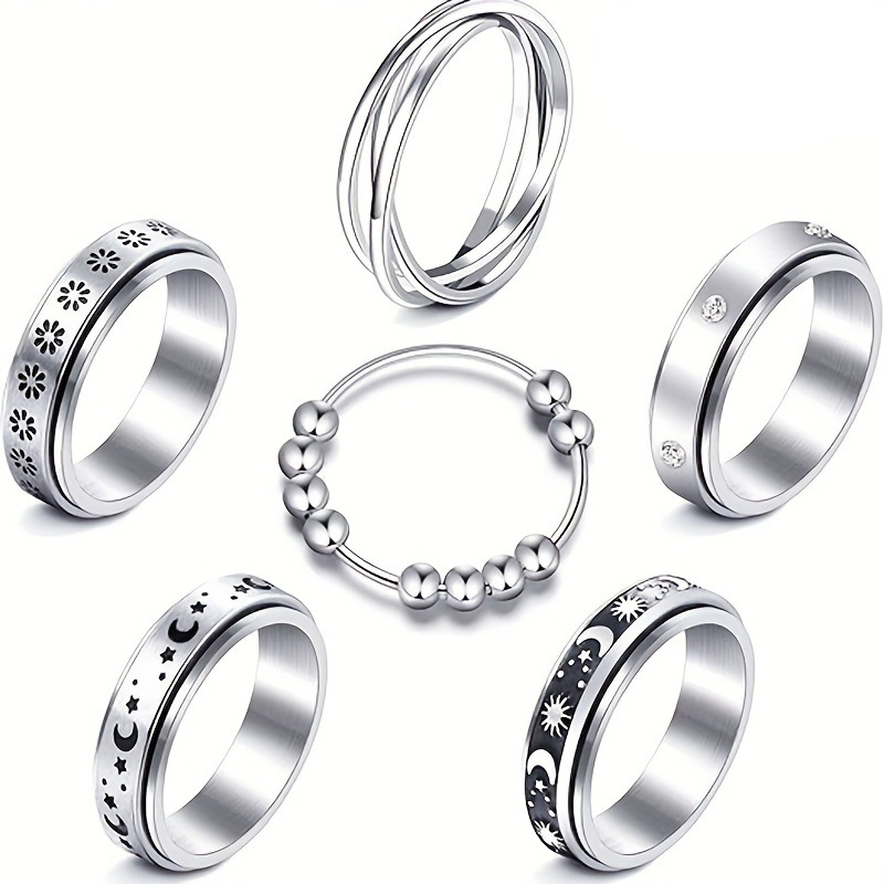 Juego De Anillos Redondos De Acero Y Titanio