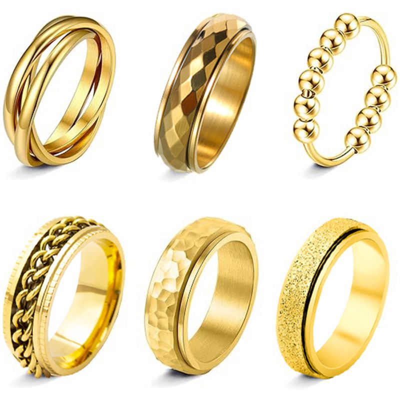 Juego De Anillos Redondos De Acero Y Titanio