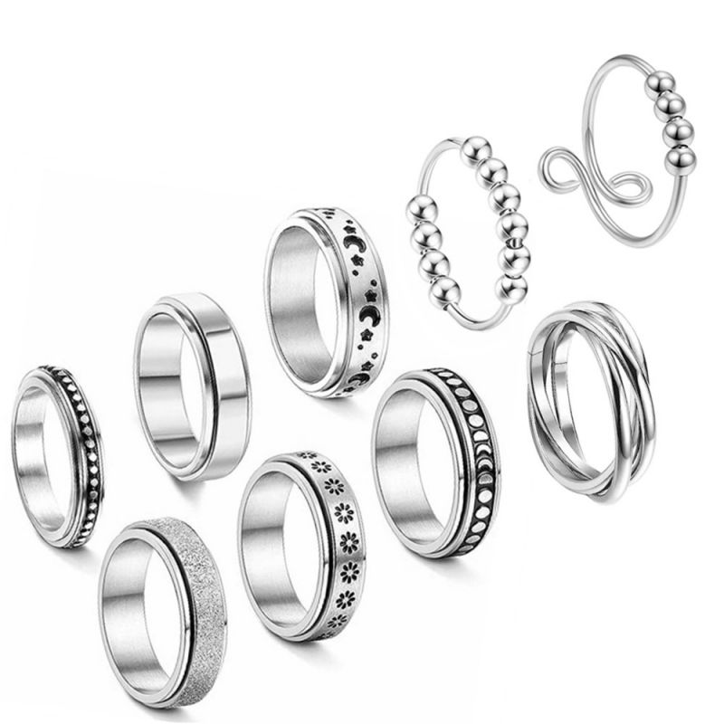Juego De Anillos Redondos De Acero Y Titanio
