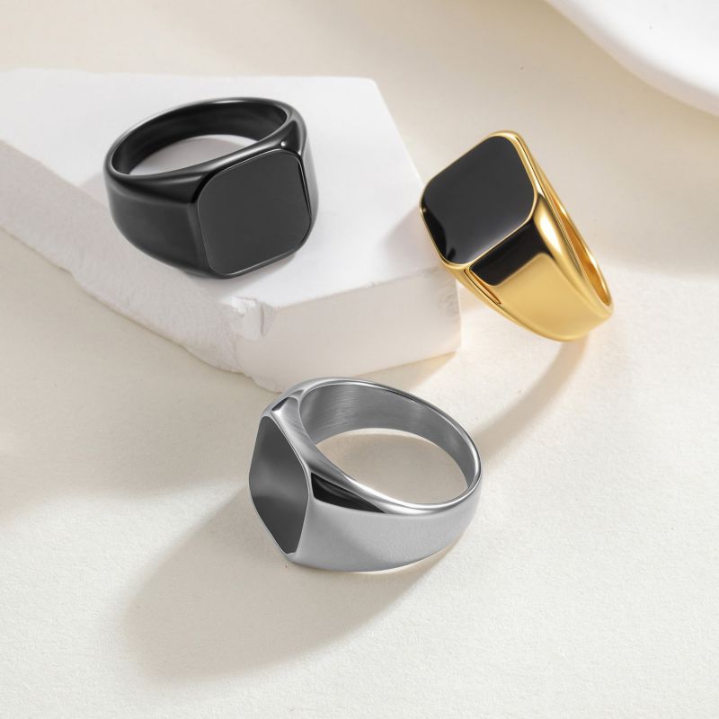 Anillo Cuadrado Liso De Acero De Titanio
