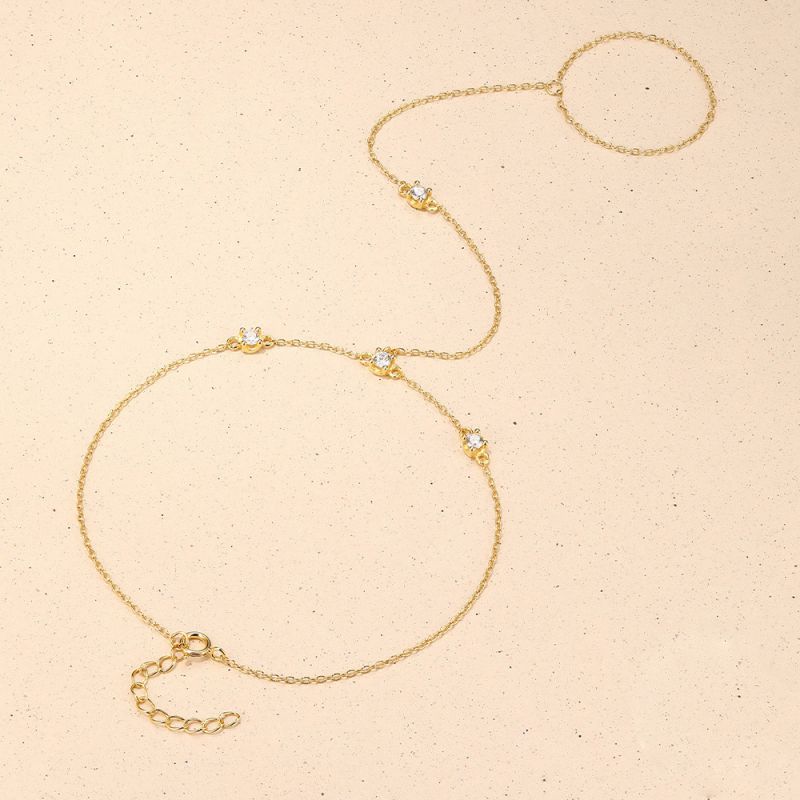 Gold Silver And Diamond Geometric Anklet