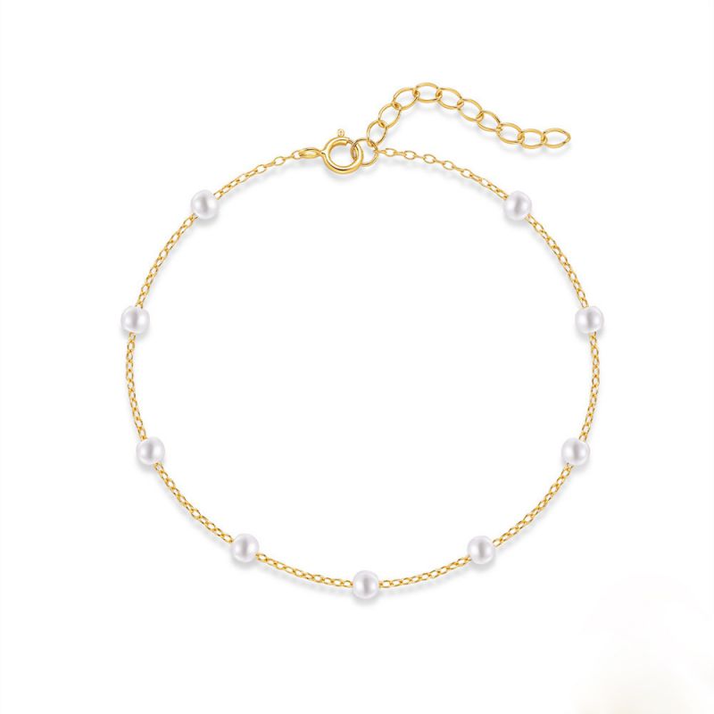 Gold Silver Pearl Anklet