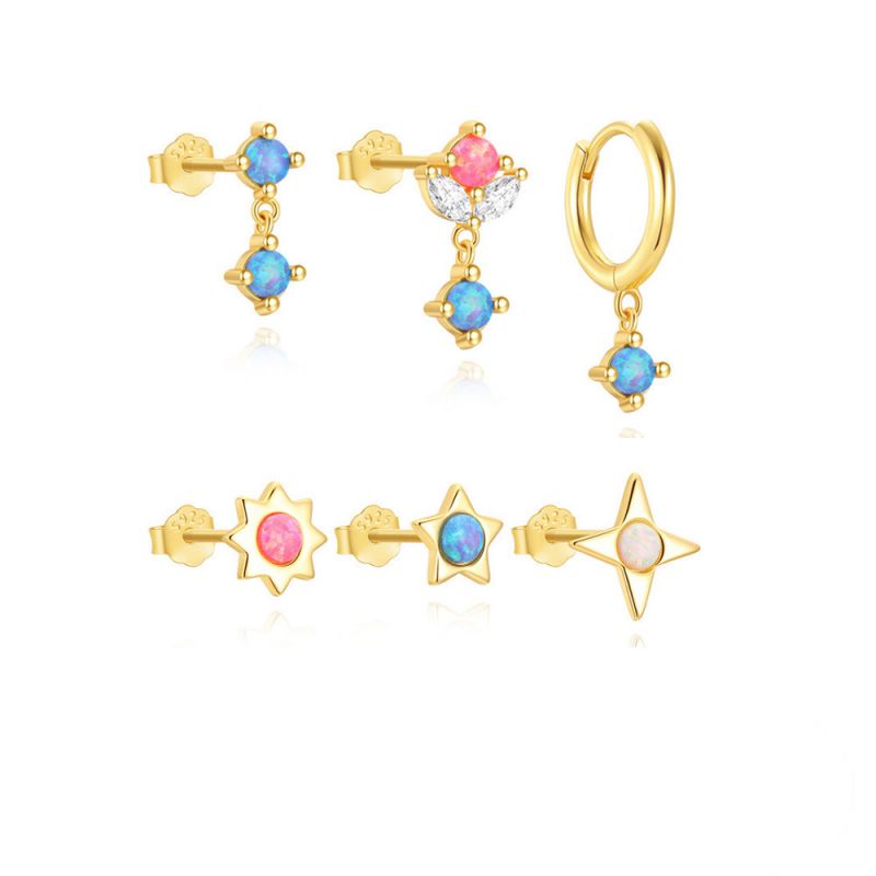 Conjunto De Pendientes Redondos De Plata Y Diamantes