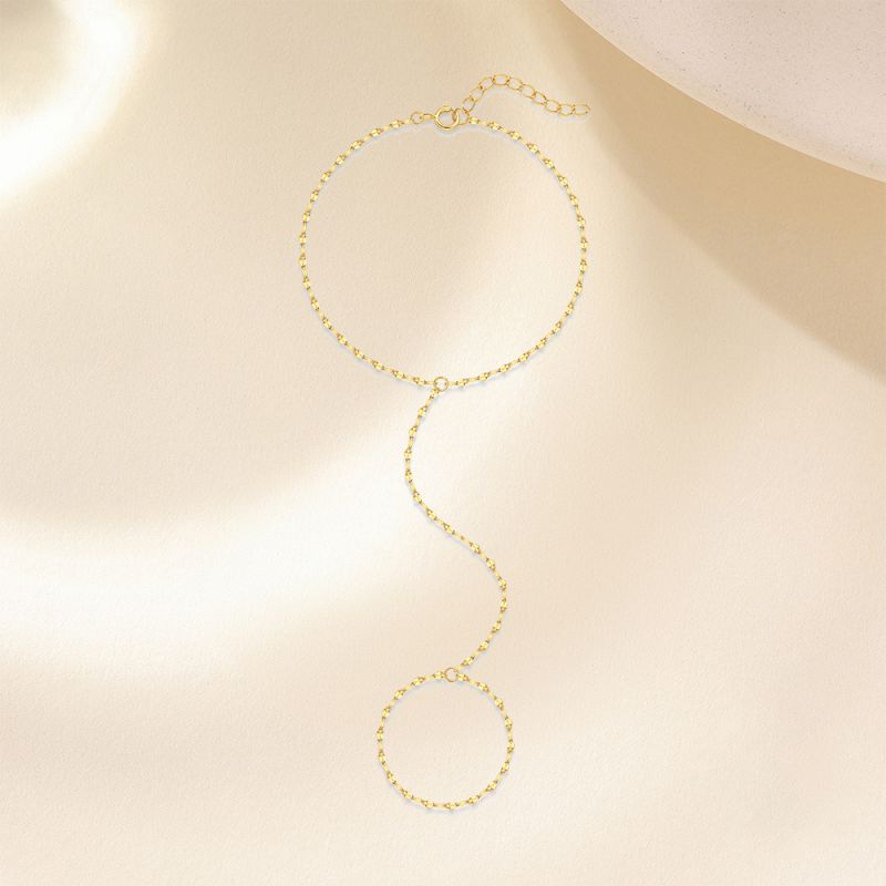 Gold Silver Geometric Chain Mitten Anklet