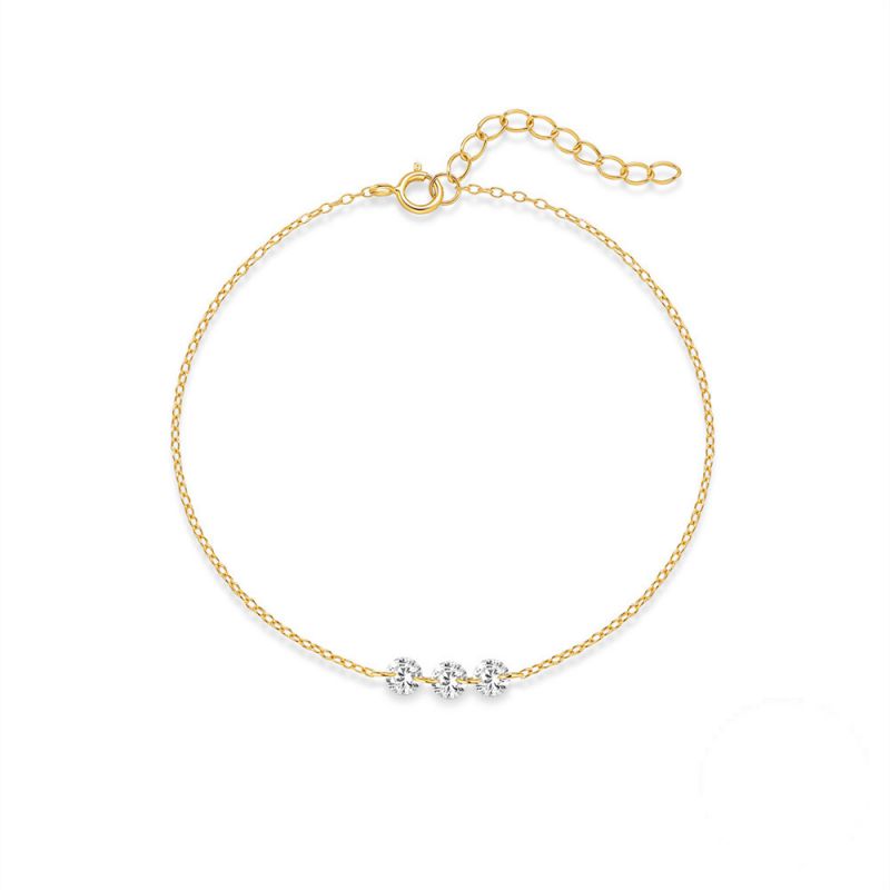 Gold Silver Diamond Round Anklet