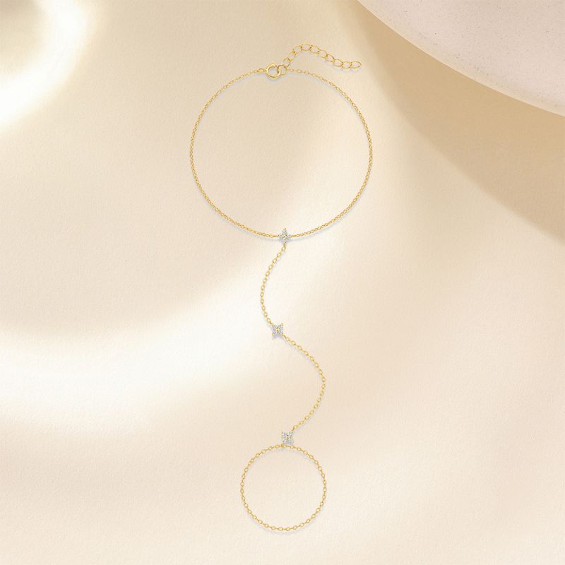 Gold Silver And Diamond Geometric Anklet