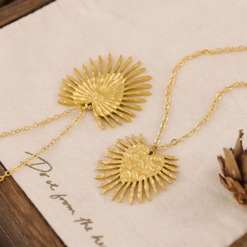 Collar De Corazón Radiante De Acero De Titanio