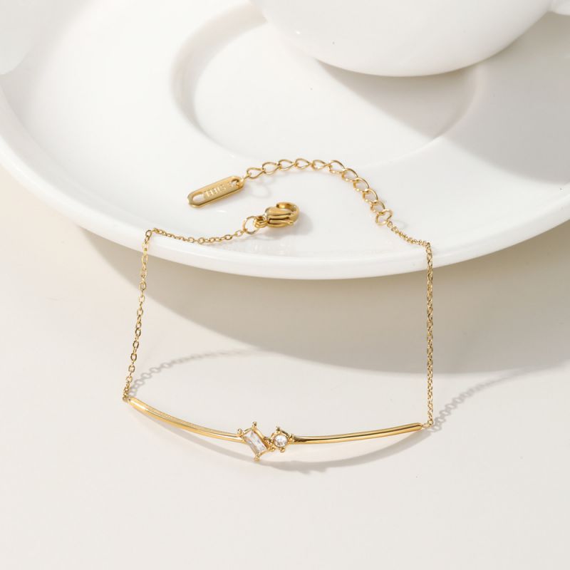 Pulsera Geométrica De Diamantes De Acero Y Titanio