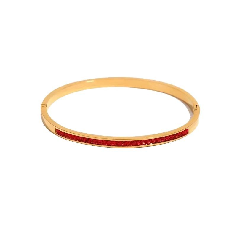 Pulsera Redonda De Acero De Titanio Con Diamantes.