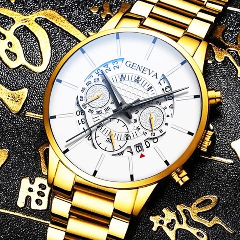 Reloj De Acero Inoxidable Con Esfera Redonda Para Hombre