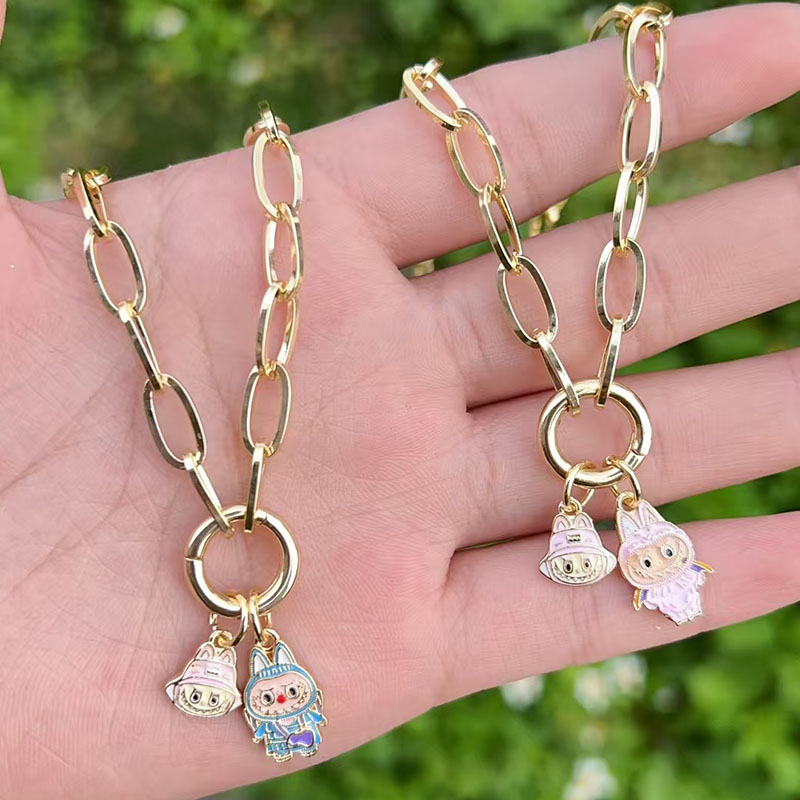 Collar De Dibujos Animados Bañado En Oro Y Cobre