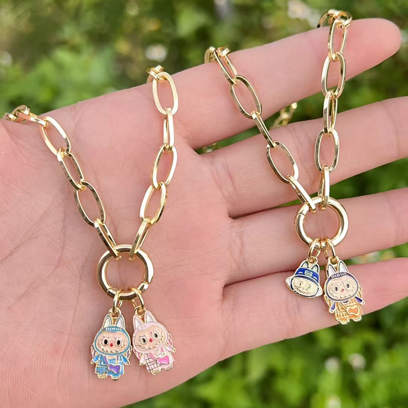 Collar De Dibujos Animados Bañado En Oro Y Cobre