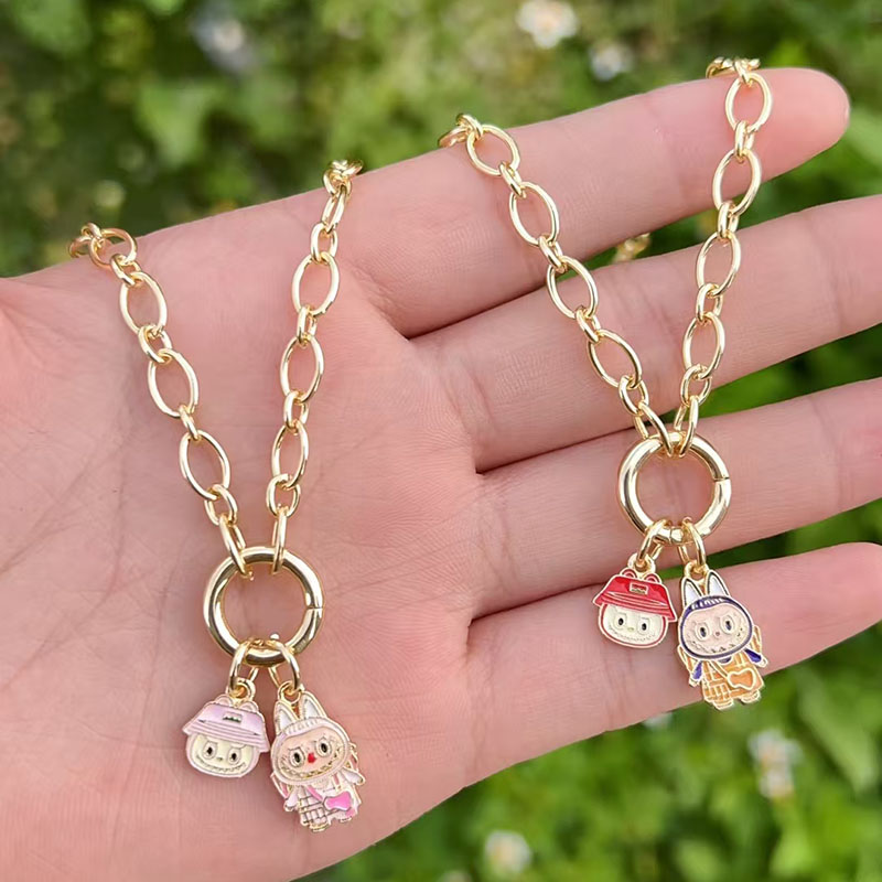 Collar De Dibujos Animados Bañado En Oro Y Cobre