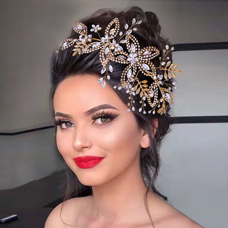 Silver Rhinestone Braided Flower Headband
