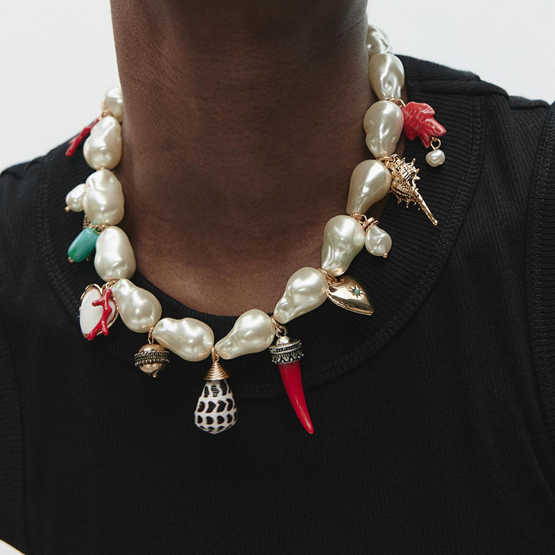 Necklace Pearl Beaded Multi Pendant Necklace