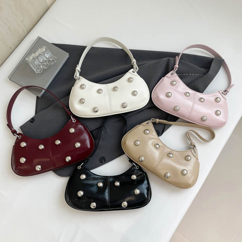 Black Pu Rivet Shoulder Bag