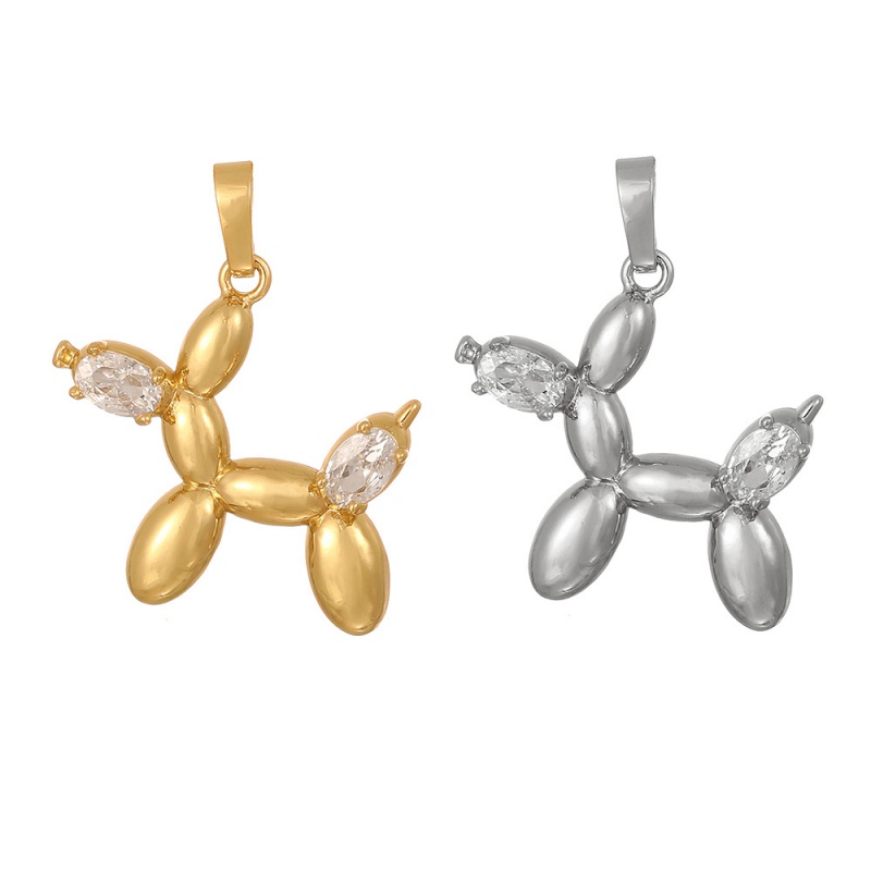 Gold Copper Inlaid Zircon Balloon Dog Accessories