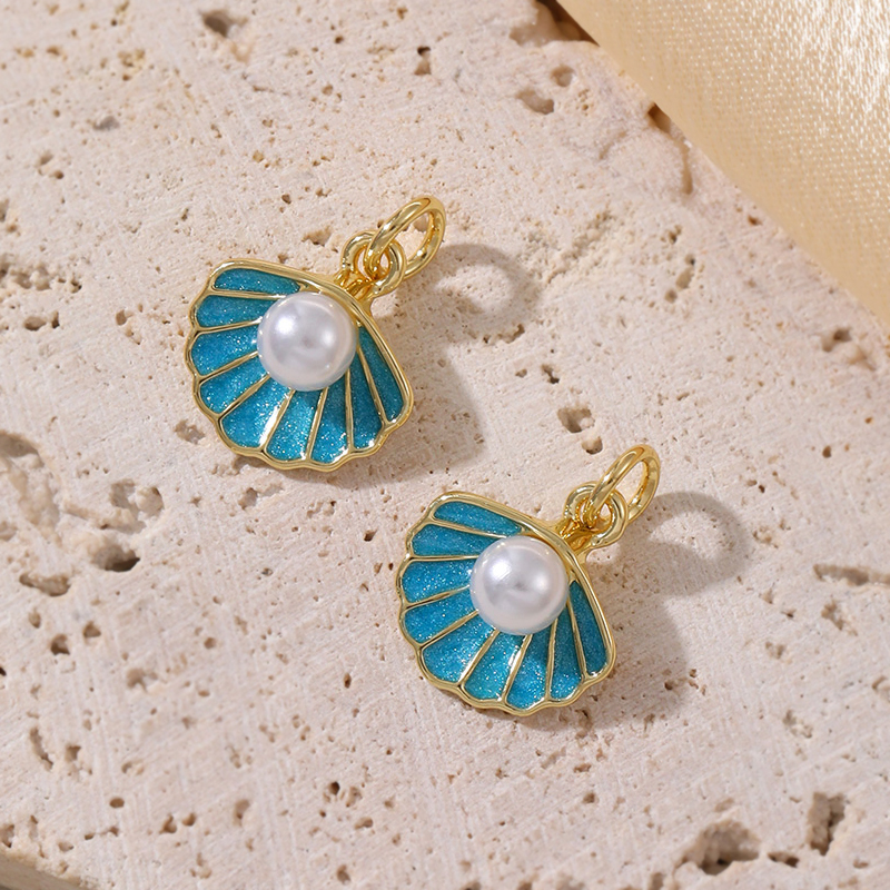 Blue 1 Copper Drop Oil Pearl Shell Accessories