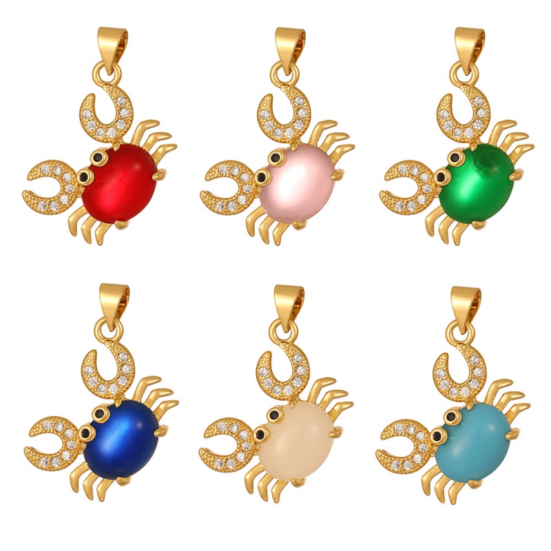 Red Copper Inlaid Zircon Crab Gemstone Accessories
