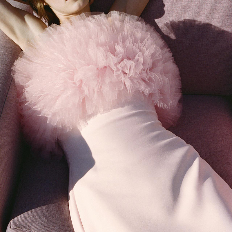 Pink Polyester Pleated Skirt
