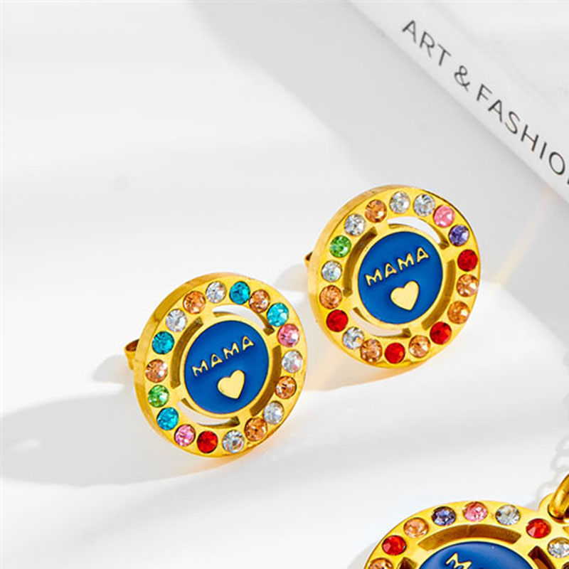 Pendientes Redondos De Acero De Titanio Con Diamantes.